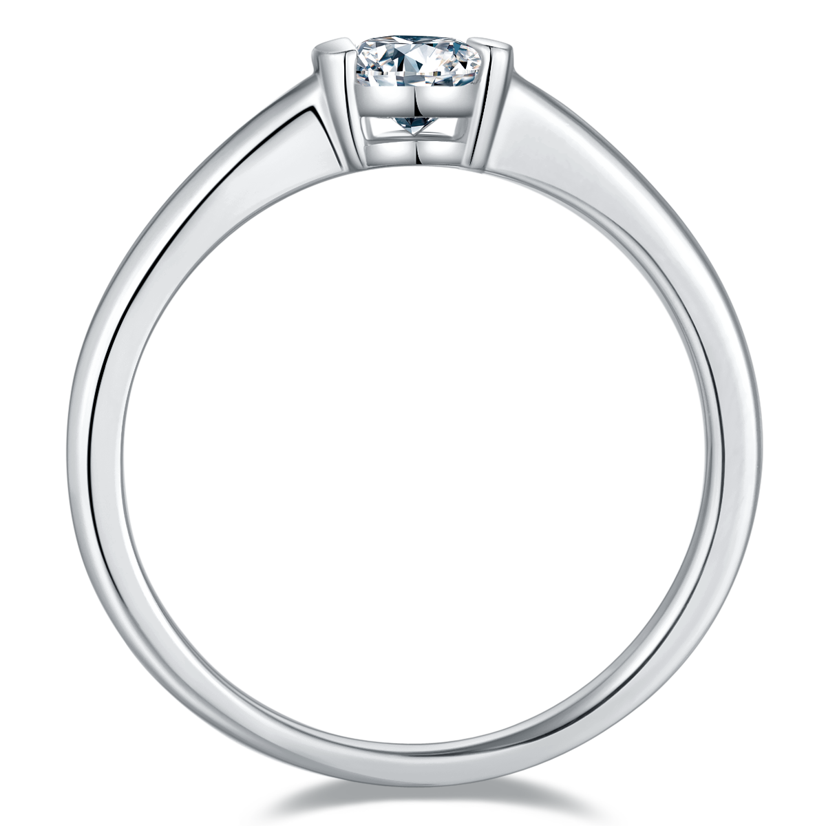 Simple egg shaped S925 silver plated white gold moissanite diamond women's ring 0.5 carat D-grade